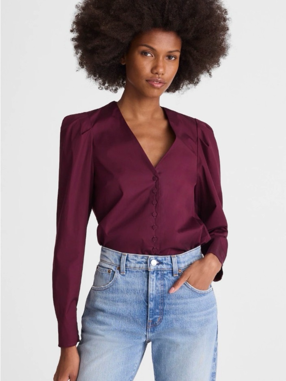 Madewell V-Neck Button Front Top